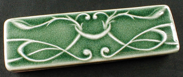 2 x 6 Art Nouveau border tile - Evergreen - Campbell Tileworks