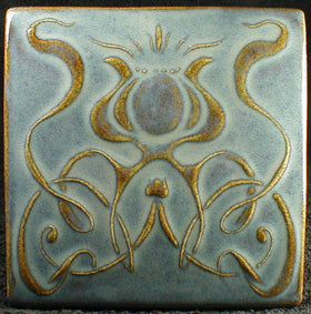 6 x 6 Art Nouveau Flower - Cerulean Blue Mist