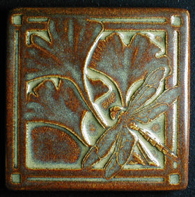 4 x 4 Gingko dragonfly tiles - Buckeye