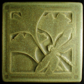 4 x 4 Gingko and dragonfly tile - Fernwood