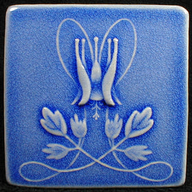 6 x 6 Columbine flower tile - Mediterranean Blue