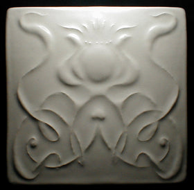 6 x 6 Art Nouveau flower tile - Polar White