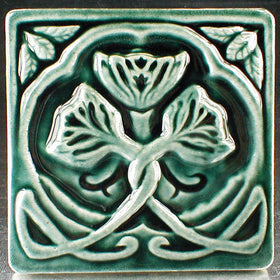 6 x 6 Rose tile with dark blue glaze - Deep Sea