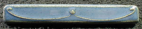 1 x 6 Art Nouveau border tile - Blue/grey glaze
