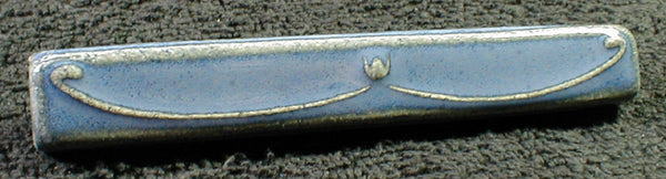 1 x 6 Art Nouveau border tile - Blue/grey glaze