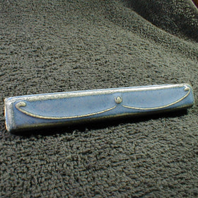 1 x 6 Art Nouveau border tile - Blue/grey glaze