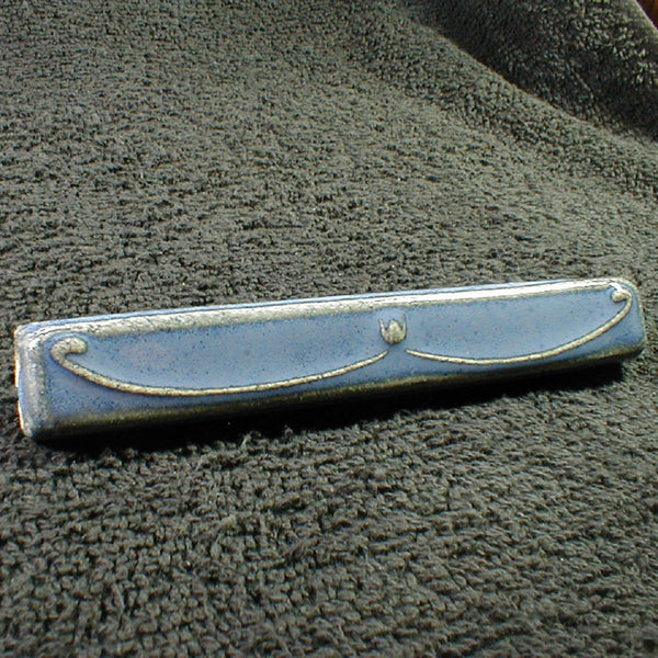 1 x 6 Art Nouveau border tile - Blue/grey glaze