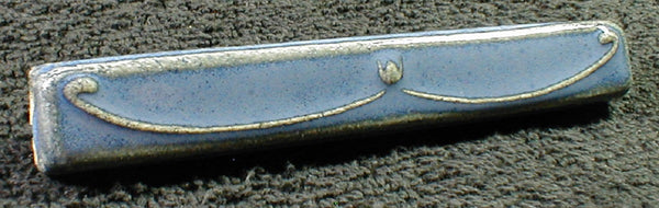 1 x 6 Art Nouveau border tile - Blue/grey glaze