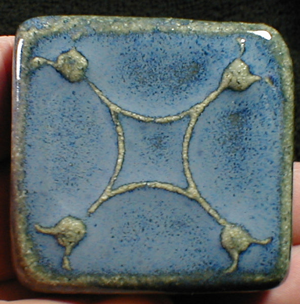 2 x 2 Lily of the Valley tile - Blue/grey glaze