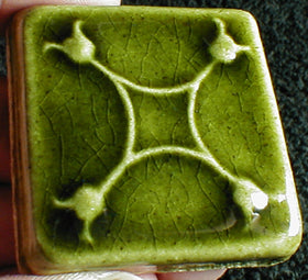 2 x 2 Lily of the Valley tile - Vintage Green