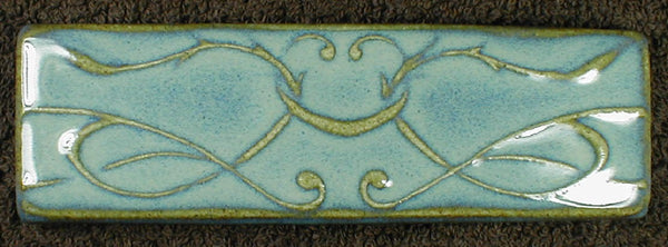 2 x 6 Art Nouveau border tile - Cerulean Blue Mist