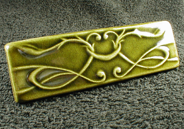 2 x 6 Art Nouveau border tile - Vintage Green