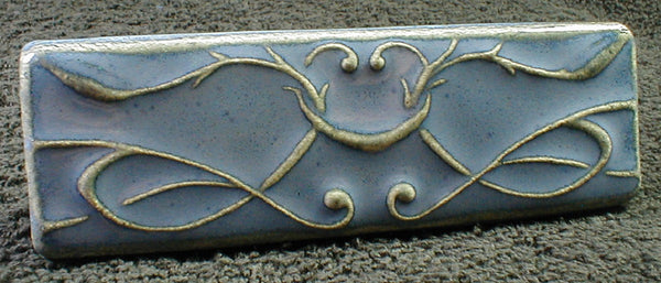 2 x 6 Art Nouveau border tile - Blue/Grey