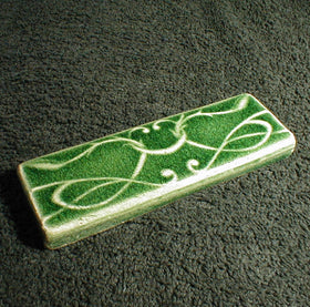 2 x 6 Art Nouveau border tile - Pinewood Green
