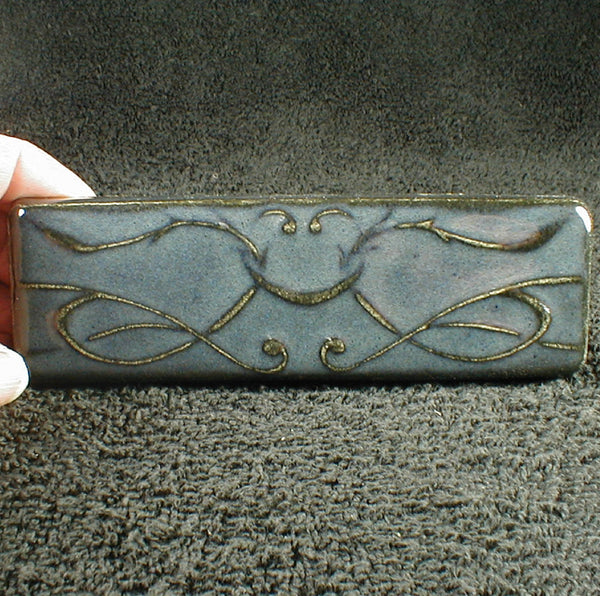 2 x 6 Art Nouveau border tile - Twilight Blue