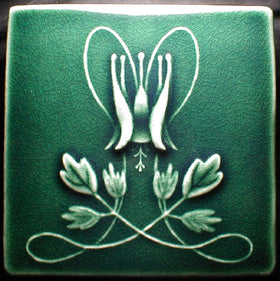 6 x 6 Columbine flower tile - Conifer Green