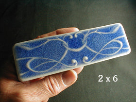 2 x 6 Art Nouveau border tile - Mediterranean Blue