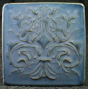 6 x 6 Art Nouveau tree tile - Blue/Grey