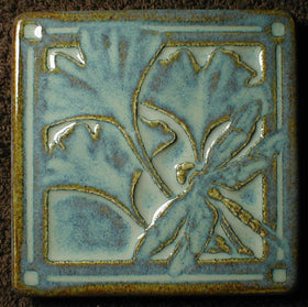 4 x 4 Gingko dragonfly tiles - Cerulean Blue Mist