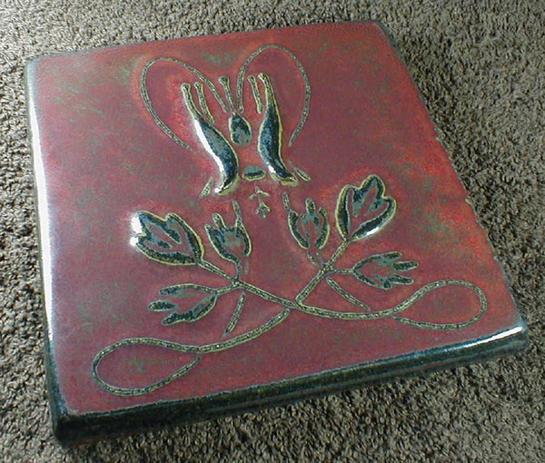 6 x 6 Columbine flower tile - Bordeaux