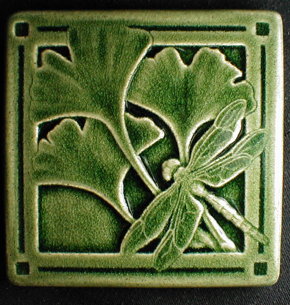 4 x 4 Gingko dragonfly tiles - Pinewood Green