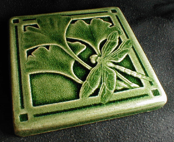 4 x 4 Gingko dragonfly tiles - Pinewood Green