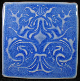 6 x 6 Art Nouveau tree tile - Mediterranean Blue