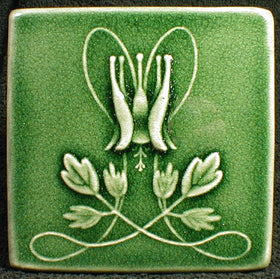 6 x 6 Columbine flower tile - Pinewood Green