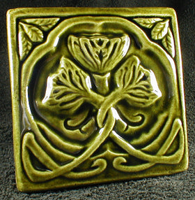 6 x 6 Rose tile - Vintage Green