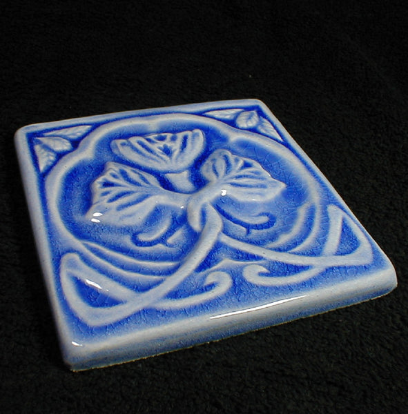 6 x 6 Rose tile - Mediterranean Blue