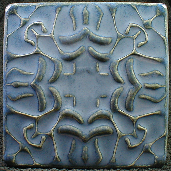 6 x 6 Thistle tile - Blue/grey glaze
