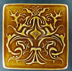 6 x 6 Art Nouveau tile - Caramel Brown