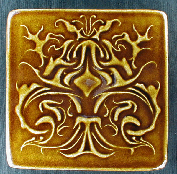 6 x 6 Art Nouveau tile - Caramel Brown