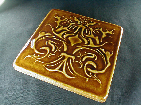 6 x 6 Art Nouveau tile - Caramel Brown