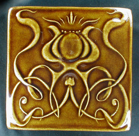 6 x 6 Art Nouveau flower - Caramel Brown