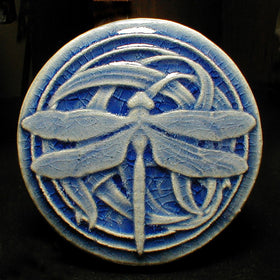 4" round Dragonfly tiles - Mediterranean Blue