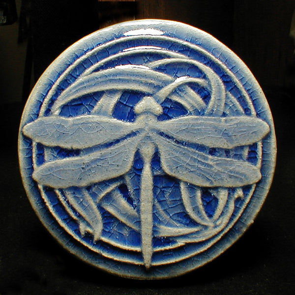 4" round Dragonfly tiles - Mediterranean Blue
