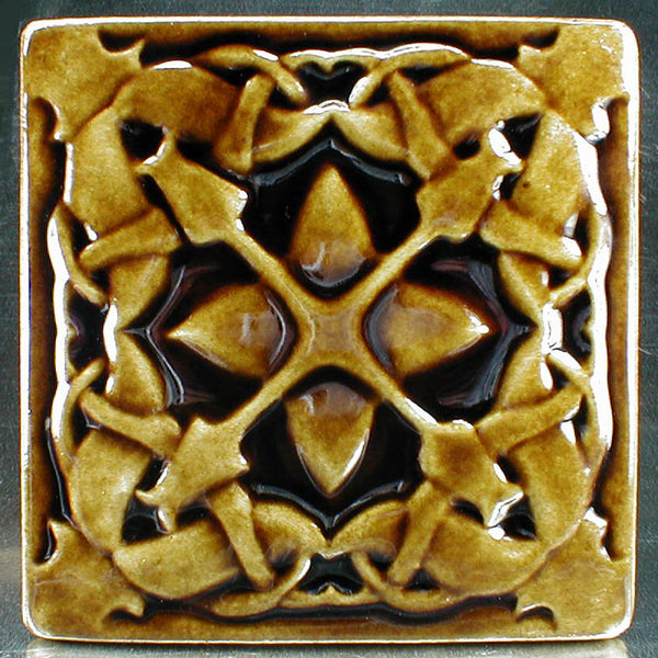 6 x 6 Pamir Tulips deep relief with light brown glaze - Caramel