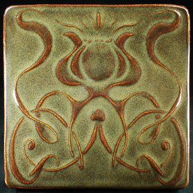 6 x 6 Art Nouveau flower tile - Buckeye