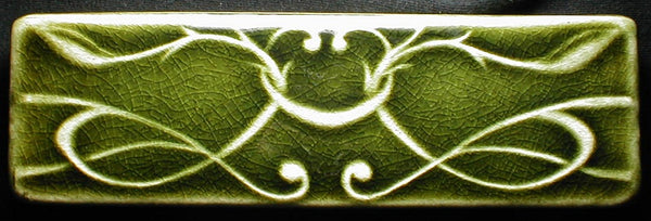 2 x 6 Art Nouveau Border tile - Elizabethan Green