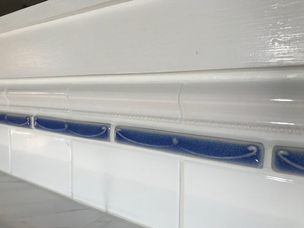 1 x 6 Art Nouveau border tiles - Mediterranean Blue