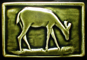 Ceramic Deer Tile in Elizabethan Green