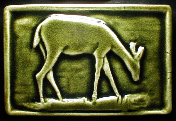 Ceramic Deer Tile in Elizabethan Green
