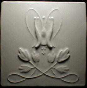 6x6 Columbine flower tile - Polar White