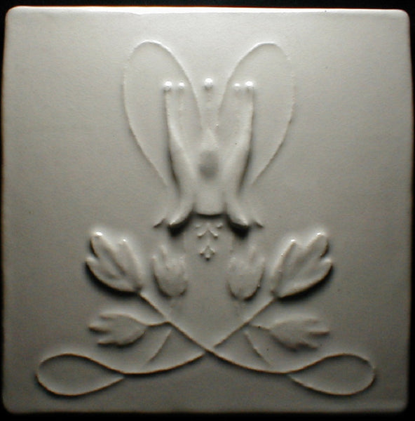 6 x 6 Columbine flower tile - Polar White