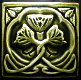6 x 6 Rose tile - Elizabethan Green
