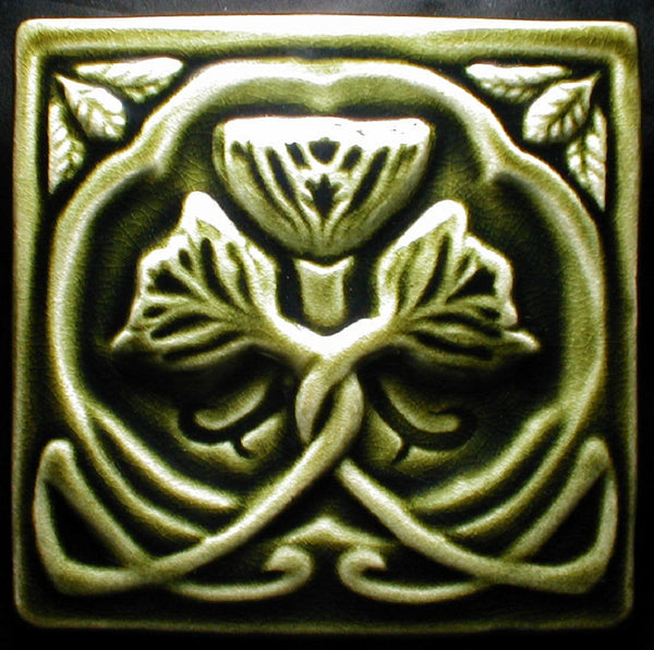 6 x 6 Rose tile - Elizabethan Green