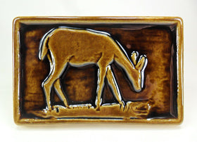 4 x 6 Deer tile in glossy brown glaze - Caramel