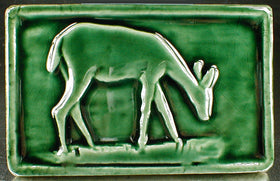 4 x 6 deer tile with dark green glaze - Conifer Green