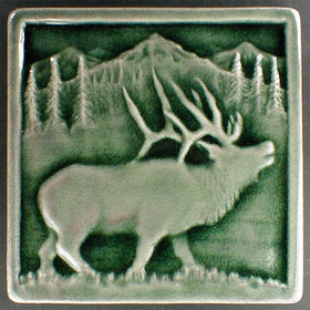 6 x 6 Elk tile with dark green glaze - Evergreen